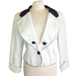 Vintage Christian Dior 80s White Dynasty Power Shoulder Pads Peplum Blazer 12